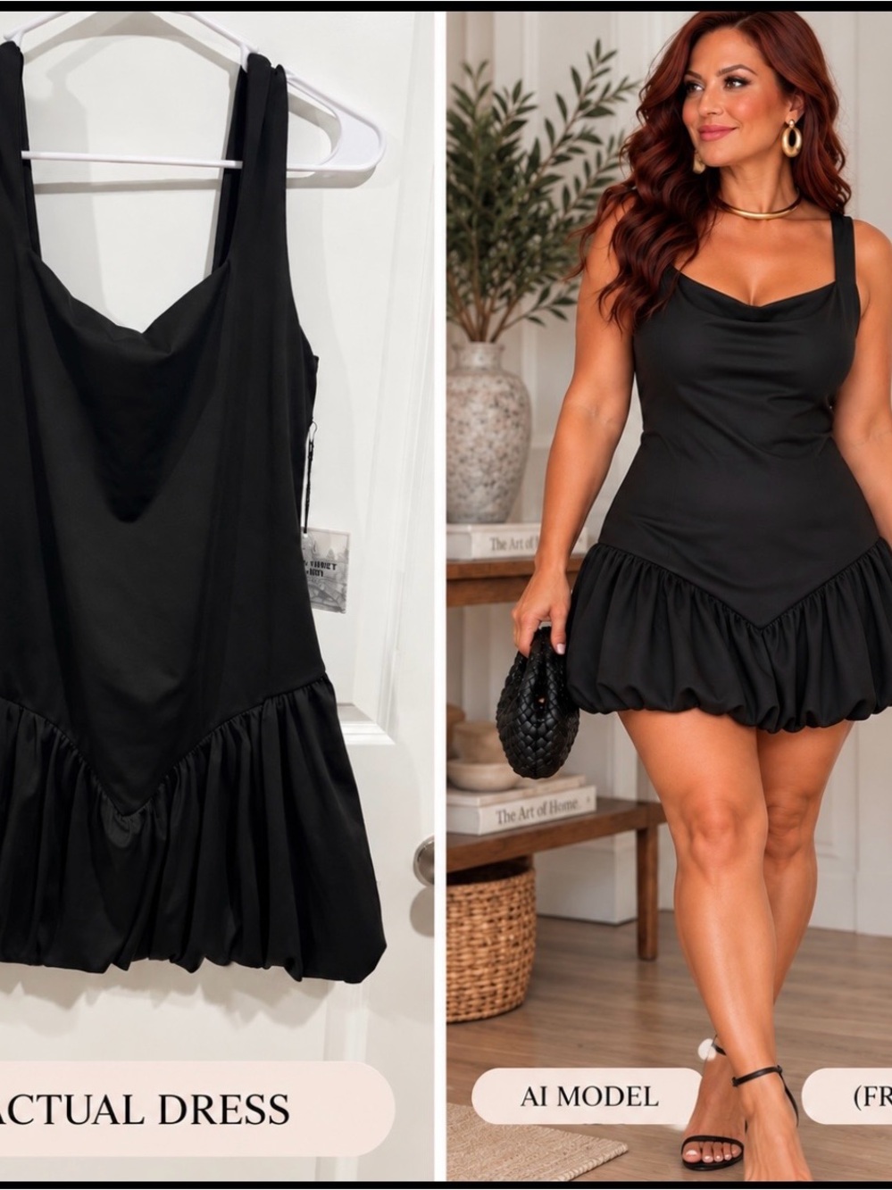 NWT Grand Street Studios Women's Versatile Black Bubble Hem Mini Dress sz XL